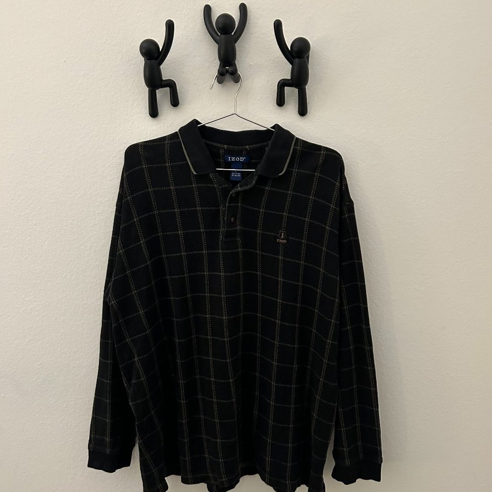 Vintage 90’s Izod Golf Plaid Collard Sweatshirt